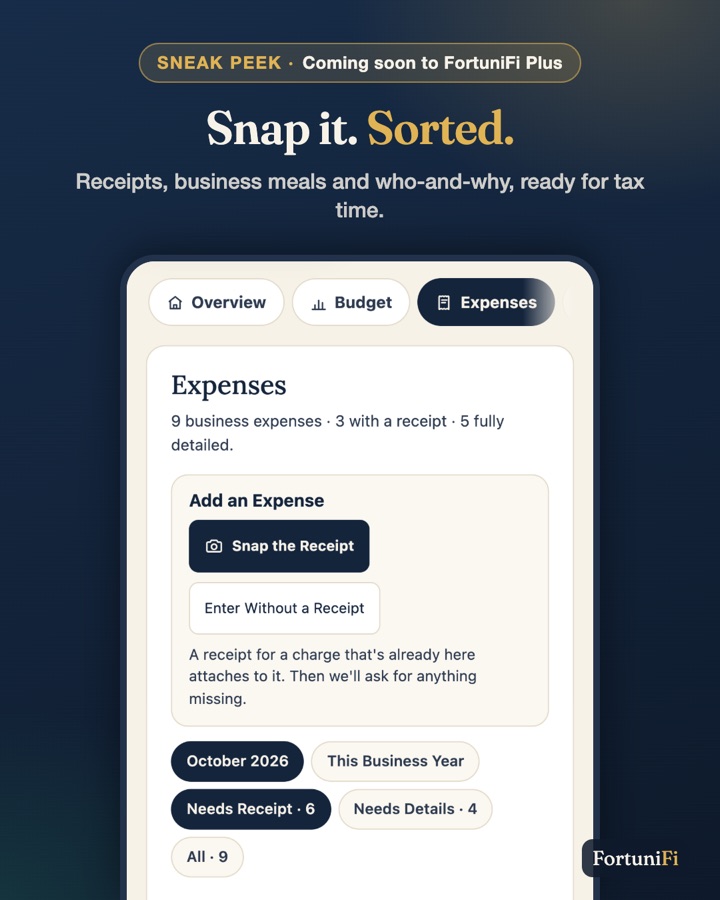 Sneak peek: business expenses with receipts and meal details